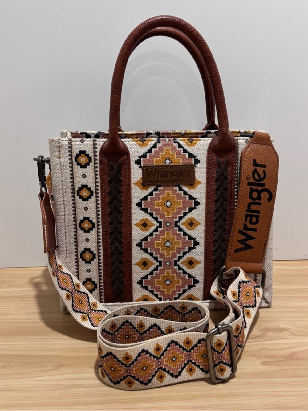 Wrangler SOUTHWEST PRINT MINI TOTE Crossbody Purse w/Strap + Mini Zip Card Case - Picture 5 of 15